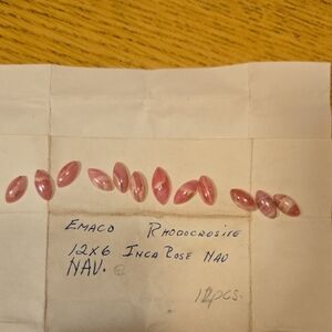 Inca Rose Rhodochrosite from EMACO.  12X6 Nav.  12pcs.